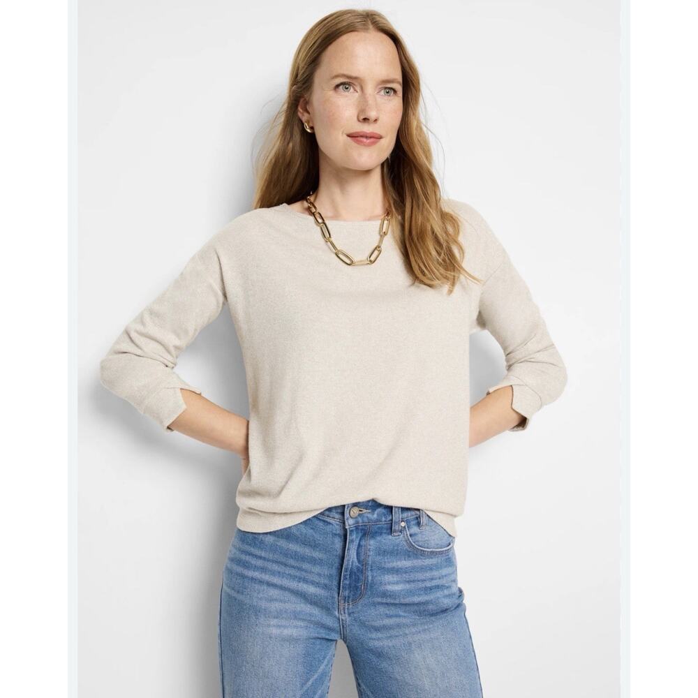 Nic+Zoe Everyday Sparkle Knit Top XL Neutral Shimmer NWT